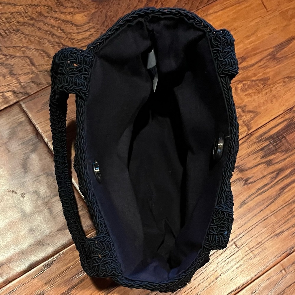 Black mini bag purse with crochet like detail. - Picture 2 of 3